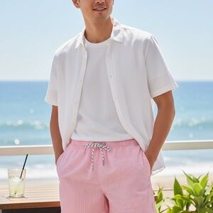 Men's Pink Striped Swim Trunks Fully Lined XL NWT